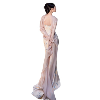 Булчинска рокля с едно рамо, А‑линия, дълга фиштейл рокля, смес Chenille и Spandex (70–80% Chenille, 30–50% Spandex)