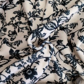 Ženski set pidžama Island Velvet s cvjetnim uzorkom, dvostrani pliš, 90–95% spandeks, debeli pliš, rever ovratnik, dugi rukavi, hlače, za kuću