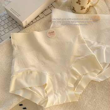 Chiloți femei cu talie înaltă, dantelă jacquard, respirabili, antibacterieni, fără urme vizibile