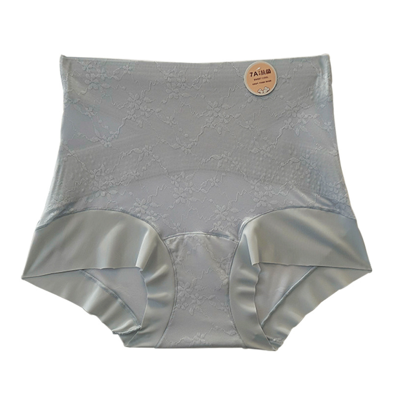 Chiloți femei cu talie înaltă, dantelă jacquard, respirabili, antibacterieni, fără urme vizibile