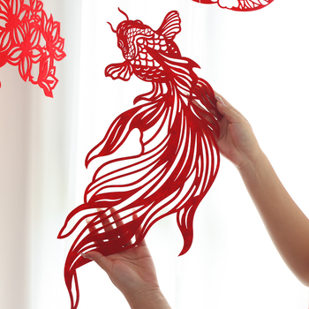 Сватбена декорация от нетъкан текстил с мотив за изрязване на хартия и риба koi, опаковка в OPP пакет, марка Victory, за сватби