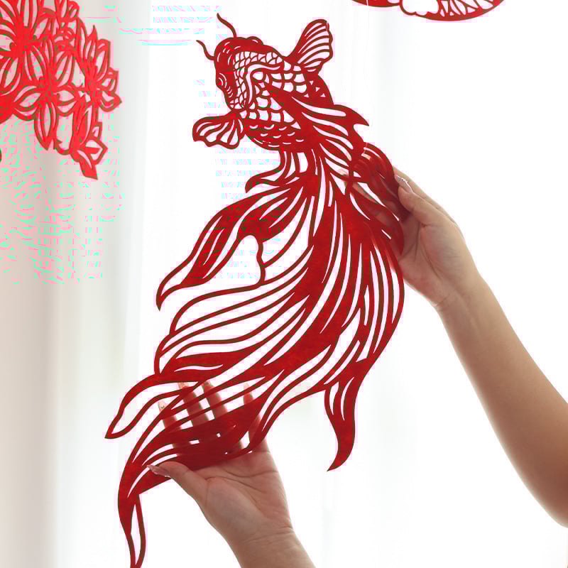 Сватбена декорация от нетъкан текстил с мотив за изрязване на хартия и риба koi, опаковка в OPP пакет, марка Victory, за сватби