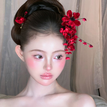 Фиба за коса с цвете и пискюл – етно стил, дамски аксесоар за глава, ръчна изработка, Yiwu произход