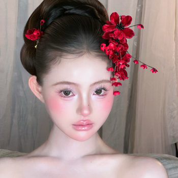 Фиба за коса с цвете и пискюл – етно стил, дамски аксесоар за глава, ръчна изработка, Yiwu произход