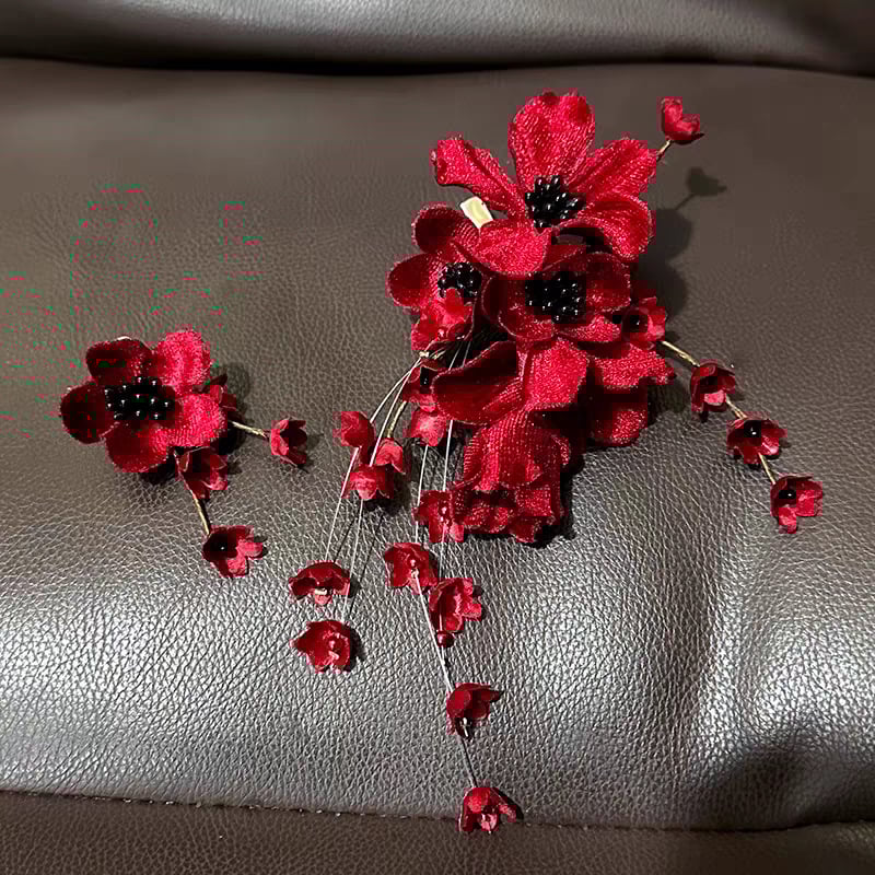 Фиба за коса с цвете и пискюл – етно стил, дамски аксесоар за глава, ръчна изработка, Yiwu произход