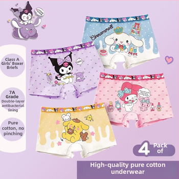 Tüdrukutele mõeldud puuvillased aluspüksid karikatuuridega, hingavad, 95% puuvill, 5% elastaan, Turvalikkuse klass A, vanusegrupp 3–8 aastat (sügisel 2023)