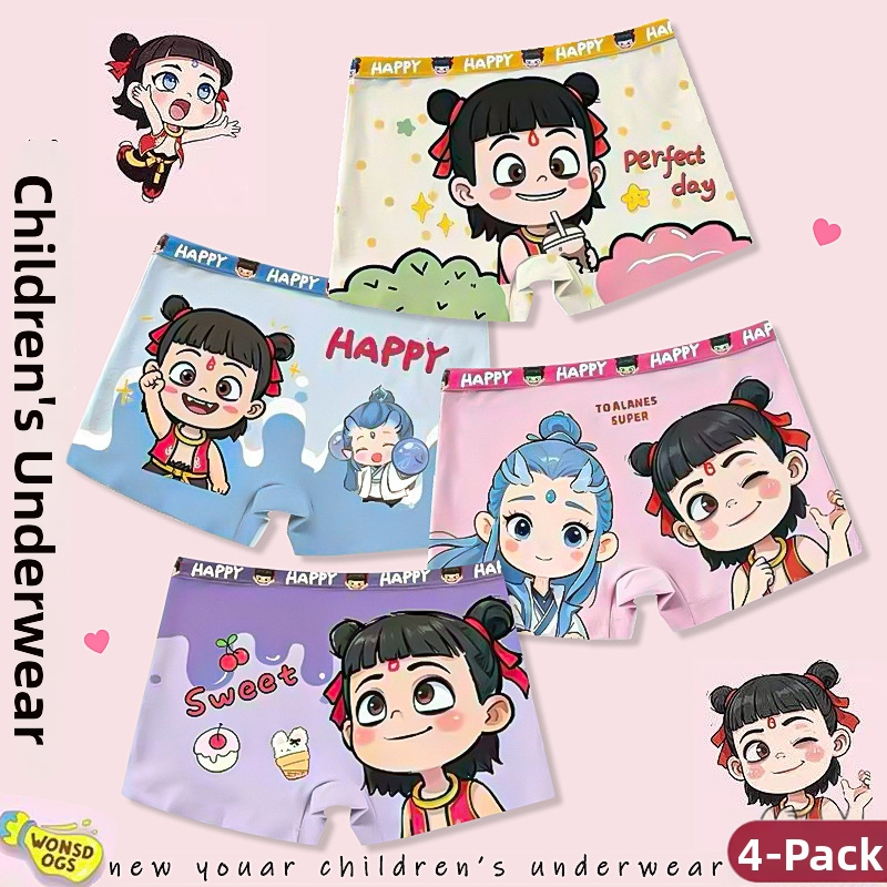 Tüdrukutele mõeldud puuvillased aluspüksid karikatuuridega, hingavad, 95% puuvill, 5% elastaan, Turvalikkuse klass A, vanusegrupp 3–8 aastat (sügisel 2023)