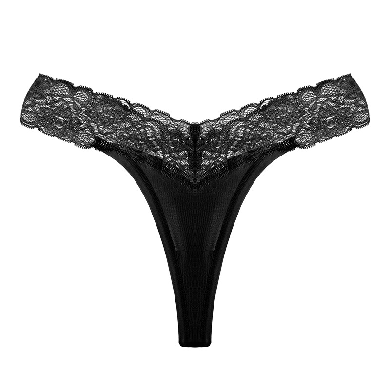 Moteriškos medvilninės be siūlių T formos kelnaitės su žemu juosmeniu, kvėpuojantis mezginys.