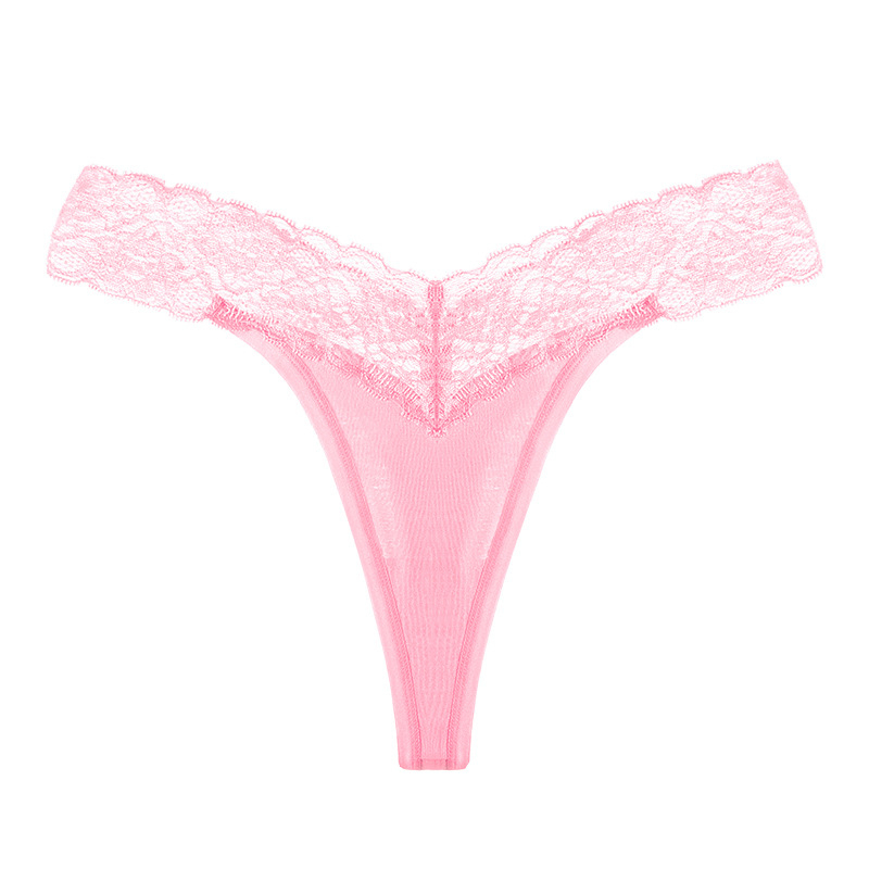 Moteriškos medvilninės be siūlių T formos kelnaitės su žemu juosmeniu, kvėpuojantis mezginys.