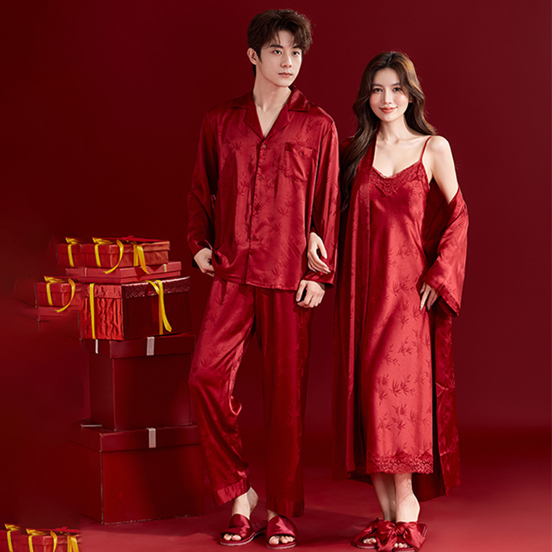 Ice Silk porų pižama – 95% poliesteris, plona medžiaga, visiems metų laikams, jaunoms poroms