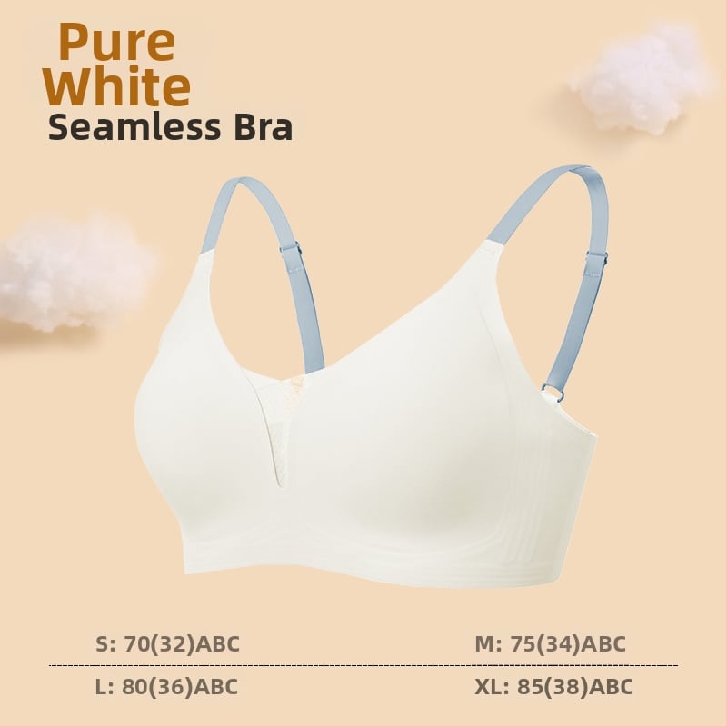 Bevielis belaidis liemenėlė mažam krūtims, blizgios nailono formos kaušeliai su putomis, šoninė parama, nugaros užsegimas su keturiais įsikabinimo kilpelėmis