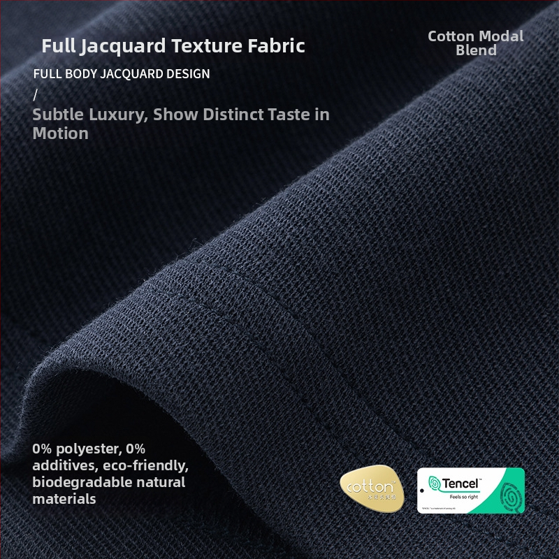 Muški set pidžama s jacquard teksturom i slojem zraka, luksuzan, proljeće-ljeto, otporan na naboranje, udoban za vanjsku upotrebu