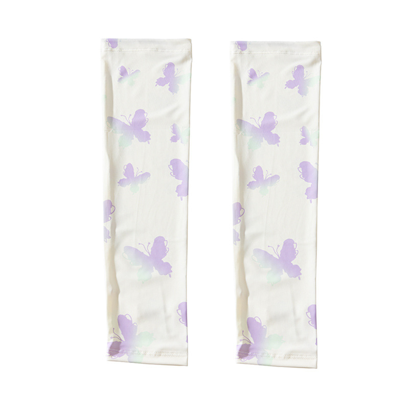 Слънцезащитни ръкави от ice silk — нейлон/спандекс (81–95% ice silk, 11–20% спандекс), сладък стил, лято 2025