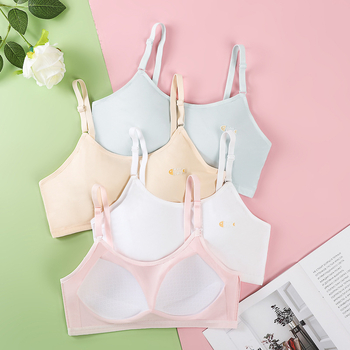 Mergaitėms paauglystės laikotarpiu apatinių drabužių komplektas, su pilna puodelio, plonas formuojantis puodelis, nailonas kvėpuojantis, viršutinis tubinis topas su fiksuotomis dvigubomis petnešėlėmis