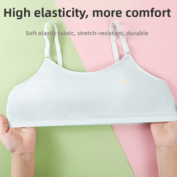 Mergaitėms paauglystės laikotarpiu apatinių drabužių komplektas, su pilna puodelio, plonas formuojantis puodelis, nailonas kvėpuojantis, viršutinis tubinis topas su fiksuotomis dvigubomis petnešėlėmis