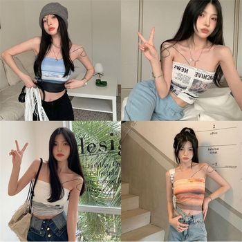 Tanak tube top bez naramenica, ultra kratka duljina ≤40 cm, japansko-korejski ležerni stil za žene