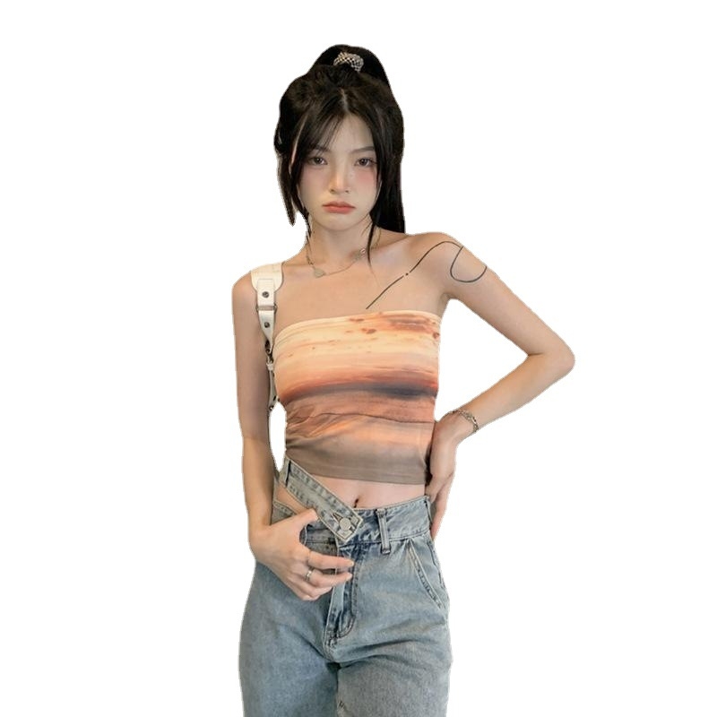 Tanak tube top bez naramenica, ultra kratka duljina ≤40 cm, japansko-korejski ležerni stil za žene