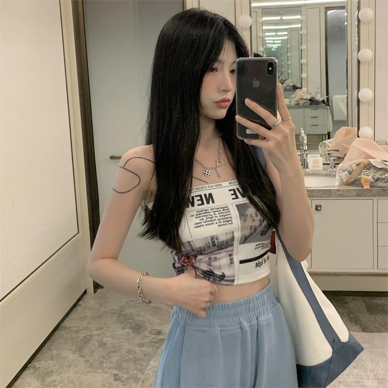 Tanak tube top bez naramenica, ultra kratka duljina ≤40 cm, japansko-korejski ležerni stil za žene