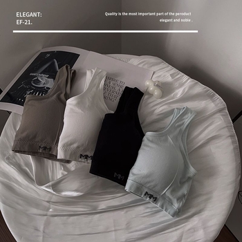 Top tub nylon cu înfășurare a pieptului, stil vestă pentru adolescente, cu cupe pline și cupe modelatoare subțiri, respirabil, fără luciu, 80-90% nylon, iarna 2024