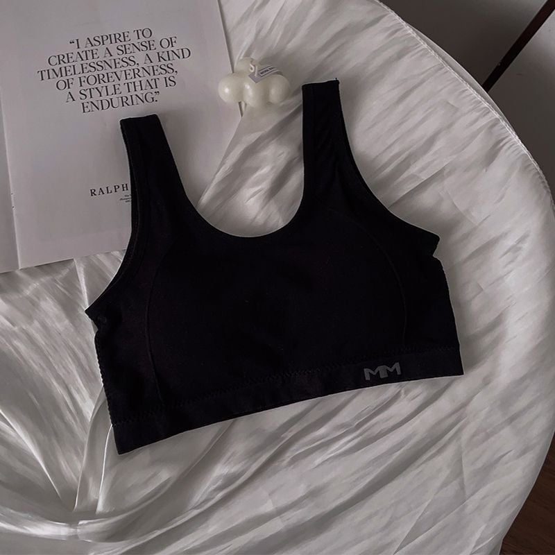 Top tub nylon cu înfășurare a pieptului, stil vestă pentru adolescente, cu cupe pline și cupe modelatoare subțiri, respirabil, fără luciu, 80-90% nylon, iarna 2024