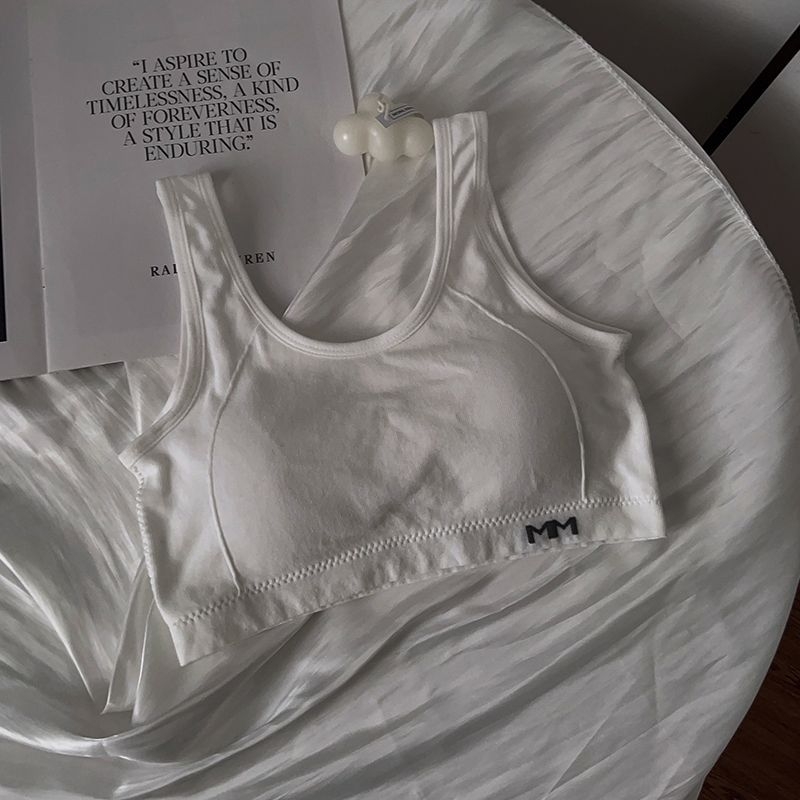 Top tub nylon cu înfășurare a pieptului, stil vestă pentru adolescente, cu cupe pline și cupe modelatoare subțiri, respirabil, fără luciu, 80-90% nylon, iarna 2024