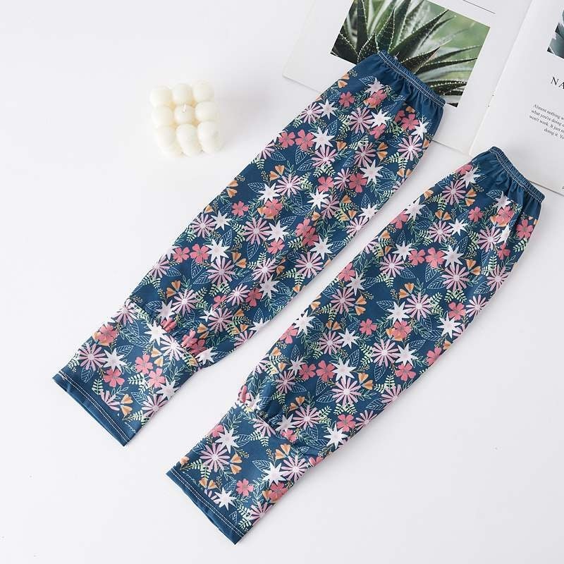 Слънцезащитни ръкави за лято – флорални Ice Silk ръкави, дълги проветриви за шофиране, полиестер Ice Silk, марка: Because of the prosperity, пролет 2025