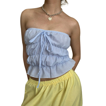 Tank top bez rukava od pamuka 95%+, geometrijski uzorak, kratka duljina, ulični hipster stil