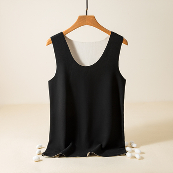 Vesta caldă pentru bărbați, căptuțită cu velur, dublu strat, fără cusături, guler rotund, țesătură poliester