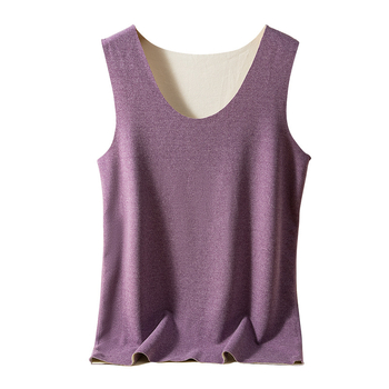 Vesta caldă pentru bărbați, căptuțită cu velur, dublu strat, fără cusături, guler rotund, țesătură poliester