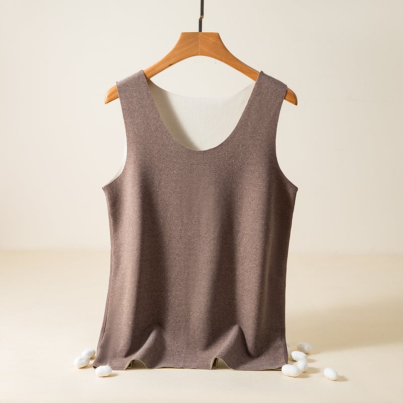 Vesta caldă pentru bărbați, căptuțită cu velur, dublu strat, fără cusături, guler rotund, țesătură poliester