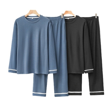 Ανδρικές πιζάμες φθινοπωρινές-χειμερινές, ύφασμα Hot Card Velvet, διπλής όψεως βελούδο, στρογγυλό λαιμό, μακριά μανίκια, πολυεστέρας 80–90%