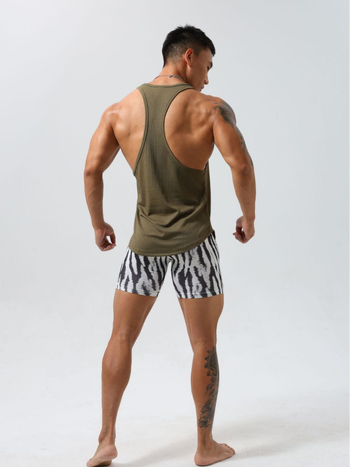 Vyrinė sportinė liemenė, greitai džiūstantis kanapių pluošto mišinys, dryžuotas raštas, vasaros dėvėjimui