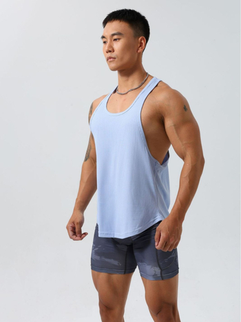 Vyrinė sportinė liemenė, greitai džiūstantis kanapių pluošto mišinys, dryžuotas raštas, vasaros dėvėjimui