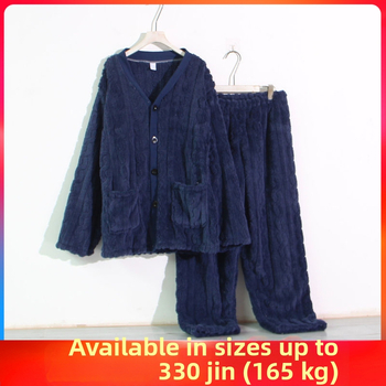 Muški set pidžama od flanelne tkanine, plus veličina, debeli koralni fleece, zimska kućna odjeća