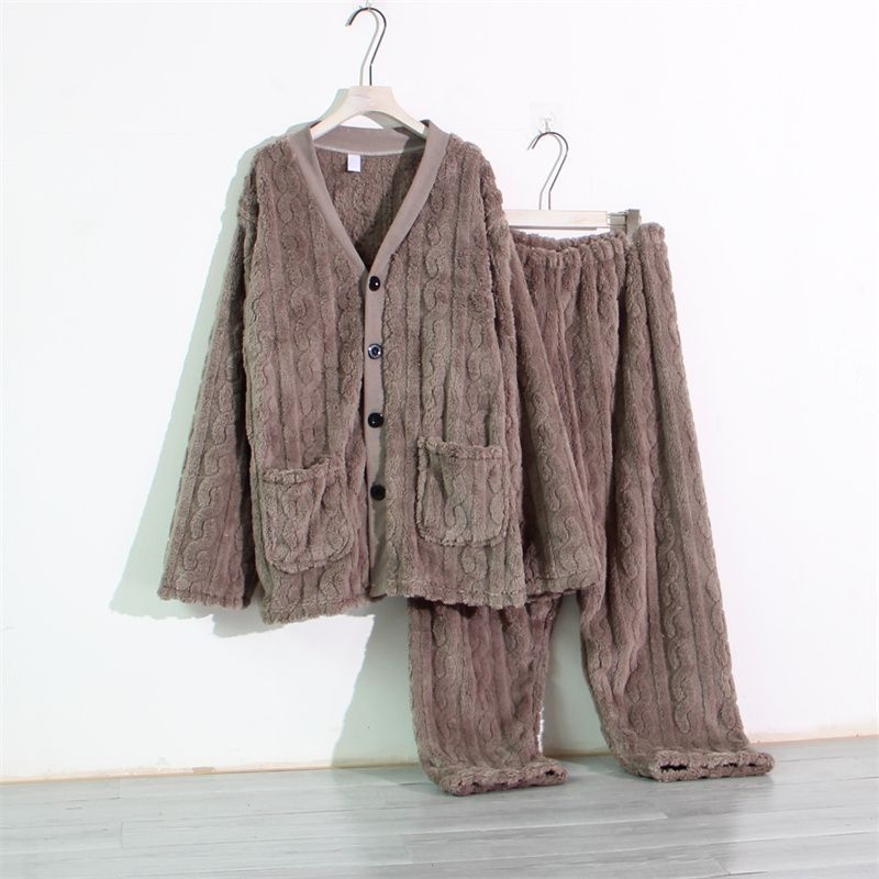 Muški set pidžama od flanelne tkanine, plus veličina, debeli koralni fleece, zimska kućna odjeća