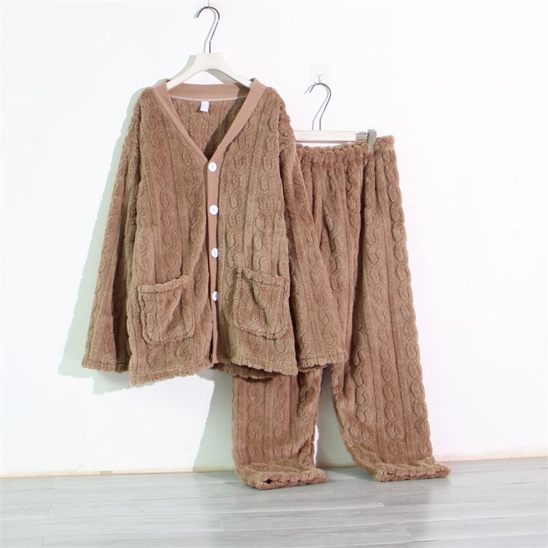 Muški set pidžama od flanelne tkanine, plus veličina, debeli koralni fleece, zimska kućna odjeća