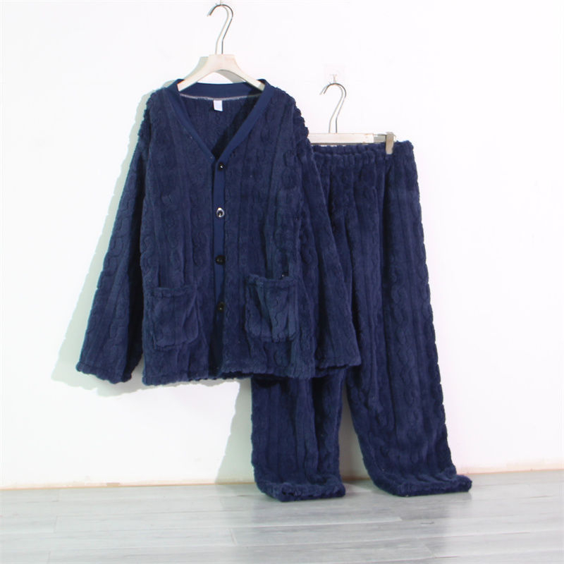 Muški set pidžama od flanelne tkanine, plus veličina, debeli koralni fleece, zimska kućna odjeća