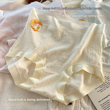 [7A Antibacterial] Gaćice visokog struka od pamuka, podstava od Mulberry Silk, prozračan, cvjetni uzorak, plus veličina