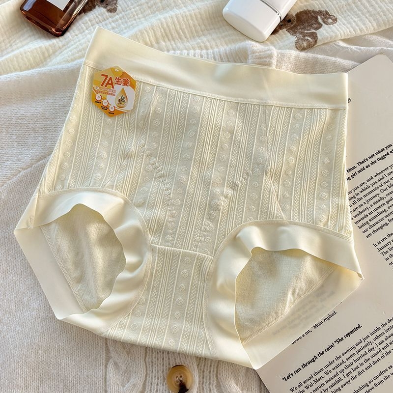 [7A Antibacterial] Gaćice visokog struka od pamuka, podstava od Mulberry Silk, prozračan, cvjetni uzorak, plus veličina