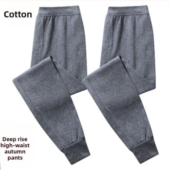 Vyrų 100% medvilnės aukštos juosmens šiluminės kelnės, 3/4 ilgio, kvėpuojančios, vėjo atsparios