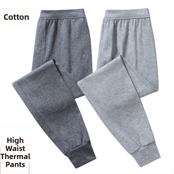 Vyrų 100% medvilnės aukštos juosmens šiluminės kelnės, 3/4 ilgio, kvėpuojančios, vėjo atsparios
