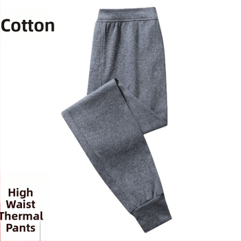Vyrų 100% medvilnės aukštos juosmens šiluminės kelnės, 3/4 ilgio, kvėpuojančios, vėjo atsparios