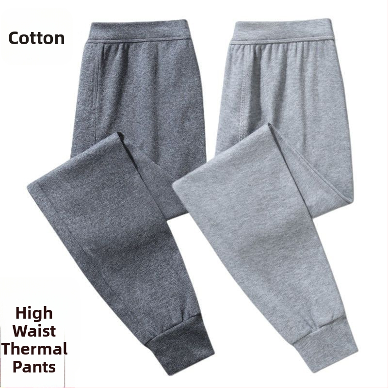 Meeste 100% puuvillast termilised püksid kõrge vöökoht, 3/4 pikkusega, hingavad, tuulekindlad