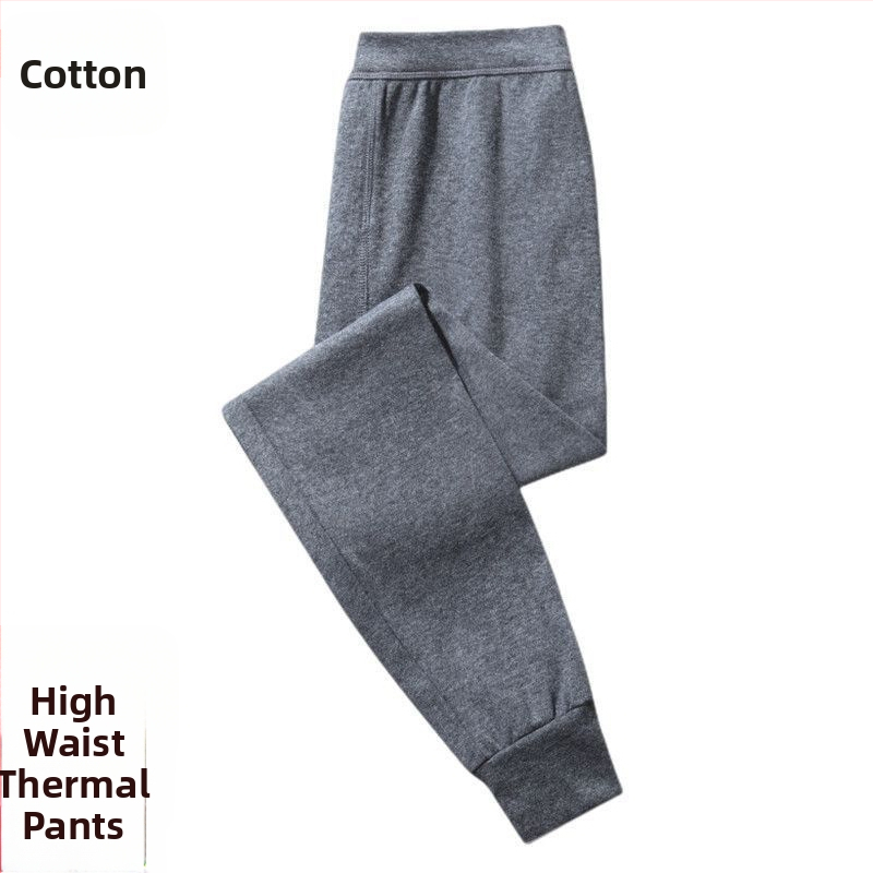 Vyrų 100% medvilnės aukštos juosmens šiluminės kelnės, 3/4 ilgio, kvėpuojančios, vėjo atsparios