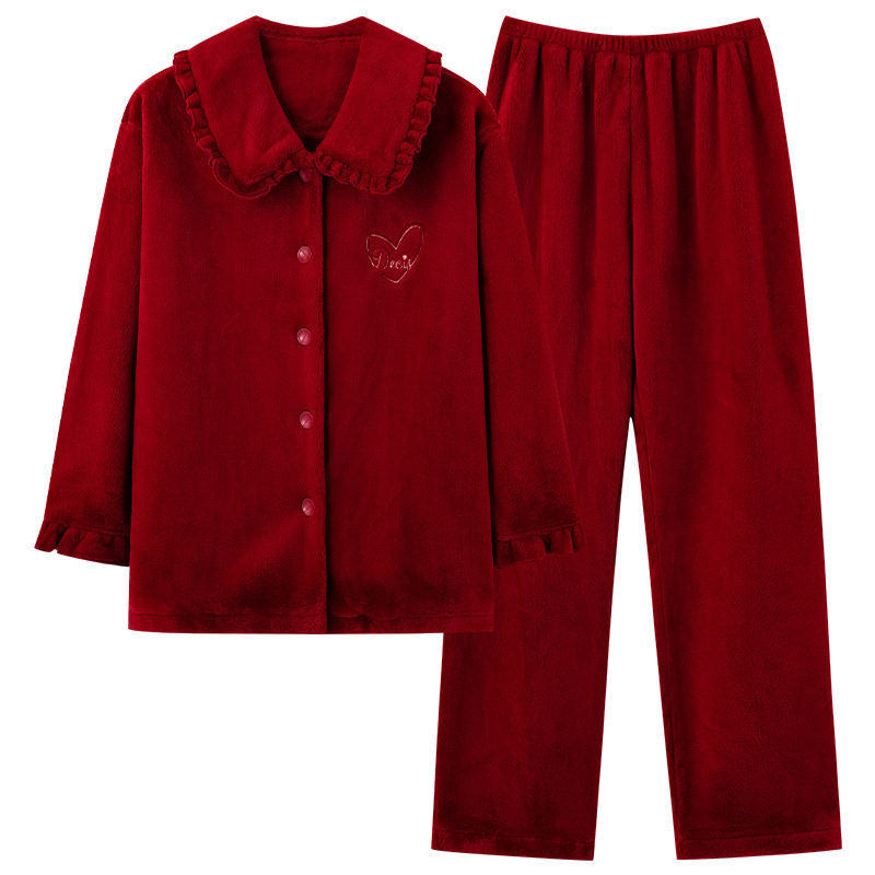 Dvejų asmenų pižamų komplektas, storas, kvadratinė apykaklė, ilgos rankovės, tinkamas rudenį-žiema