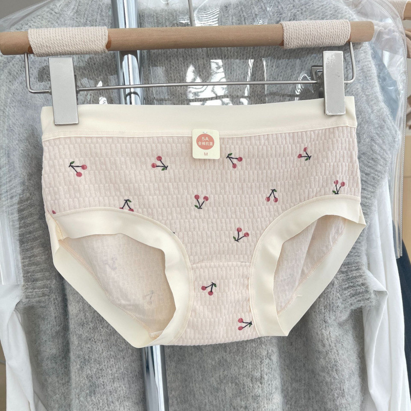Plus veličina 5A antibakterijske jacquard pamukaste ženske gaćice s voćnim printom, pletene od pamuka, za jesen i zimu.