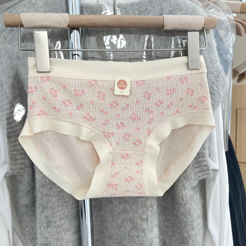 Plus veličina 5A antibakterijske jacquard pamukaste ženske gaćice s voćnim printom, pletene od pamuka, za jesen i zimu.