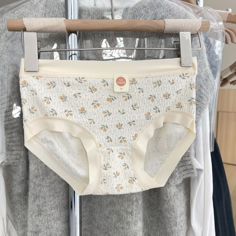 Plus veličina 5A antibakterijske jacquard pamukaste ženske gaćice s voćnim printom, pletene od pamuka, za jesen i zimu.