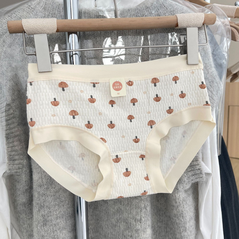 Plus veličina 5A antibakterijske jacquard pamukaste ženske gaćice s voćnim printom, pletene od pamuka, za jesen i zimu.
