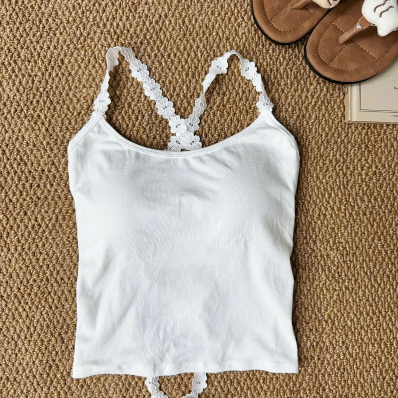 Top din dantelă cu șnur, guler halter, croială slim, bumbac-elastan